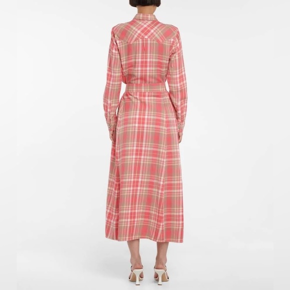 Polo Ralph Lauren long sleeve collar checked plaid pink maxi dress - Picture 2 of 7